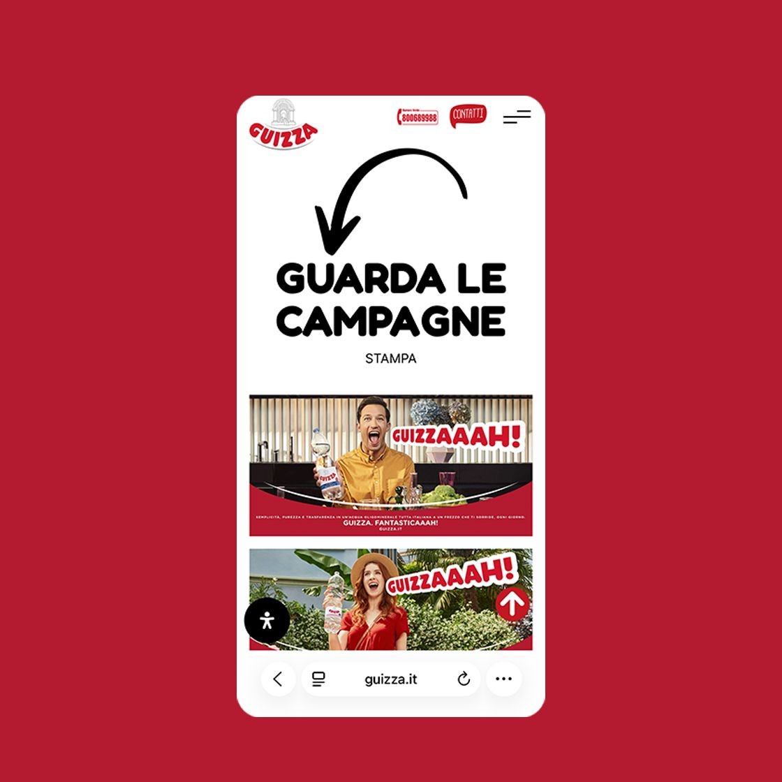 Guizza — il sito nella versione mobile (TEAM99)